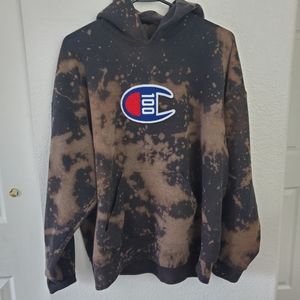 Custom Black Bleached Champion Hoodie